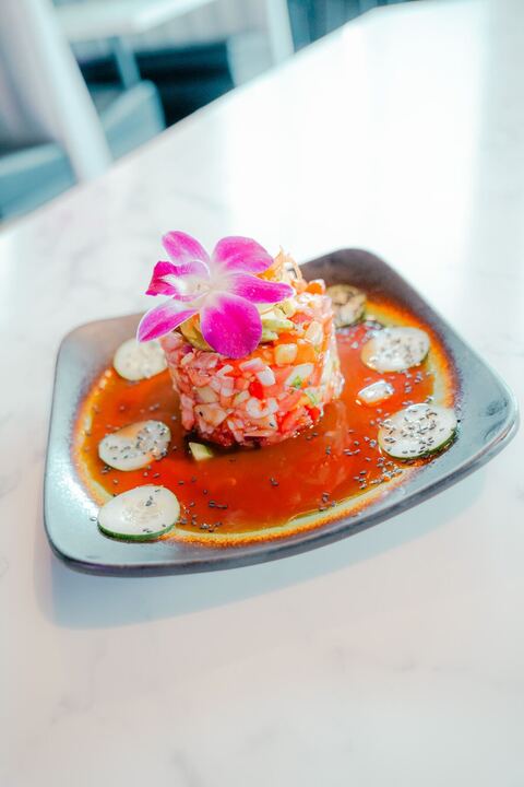 A plated ceviche at Brassa Tacos & Taps